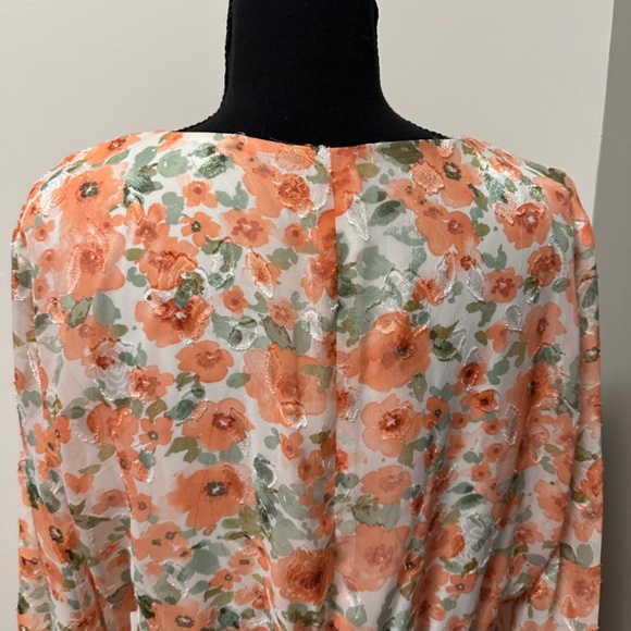 **INC INTERNATIONAL CONCEPTS* Plus Orange Floral Long Sleeve Dress Size 16 - Picture 6 of 8